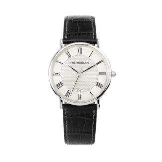 Montre Classique Homme cuir noir et Acier inoxydable HERBELIN 12248AP08