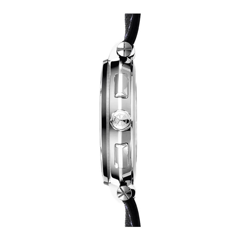 Montre-Newport-Chrono-Homme-cuir-et-Acier-inoxydable-HERBELIN-37688AG65-coté Montre Homme NEWPORT Chronographe HERBELIN, Acier inoxydable et cuir bleu 37688AG65, côté