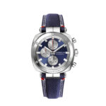 Montre Homme NEWPORT Héritage Chronographe HERBELIN, Acier inoxydable et cuir bleu 35664AP25