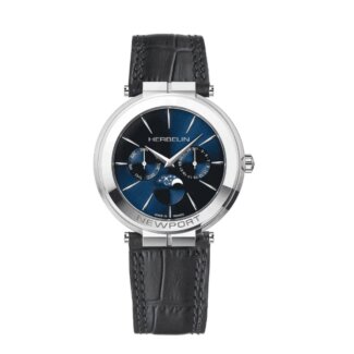 Montre Homme NEWPORT Slim HERBELIN, Acier inoxydable et Cuir noir 12722AP15