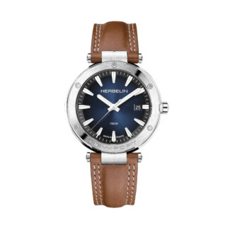 Montre Homme NEWPORT HERBELIN, Acier inoxydable et Cuir marron 12288A15GD