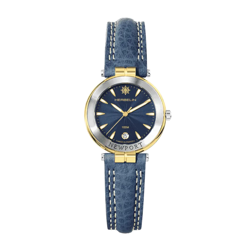 Montre-Newport-Originals-Femme-cuir-et-Acier-bicolore-inoxydable-HERBELIN-14255T35 Montre Femme NEWPORT Originals HERBELIN, Acier inoxydable bicolore et Cuir bleu 14255T35
