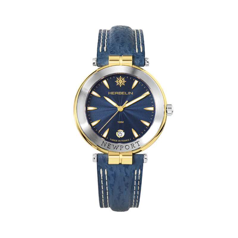 Montre-Newport-Originals-cuir-bleu-et-Acier-inoxydable-bicolore-mixte-HERBELIN-12255T35 Montre Newport Originals Homme Cuir bleu et Acier inoxydable bicolore HERBELIN 12255T35