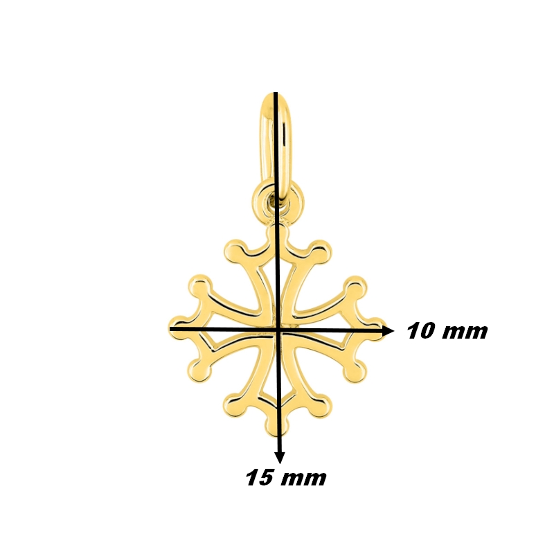 Pendentif-Croix-Occitane-Or-jaune-750-robbez-masson-3-7455-00-dimensions Pendentif Croix Occitane petit modèle Or jaune 750/1000 ROBBEZ MASSON, dimensions