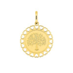 Pendentif médaille Femme Arbre de vie, Cœurs, Plaqué Or ROBBEZ MASSON
