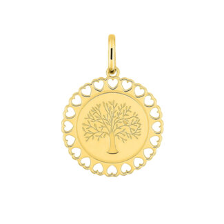 Pendentif médaille Femme Arbre de vie, Cœurs, Plaqué Or ROBBEZ MASSON