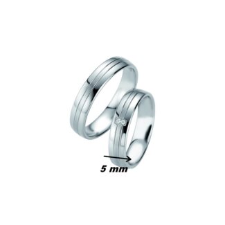 Alliance Argent 925/1000 et 2 Diamants BREUNING, largeur