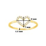 Bague Femme Cœur Or jaune 750/1000 et Diamants ROBBEZ MASSON, dimensions