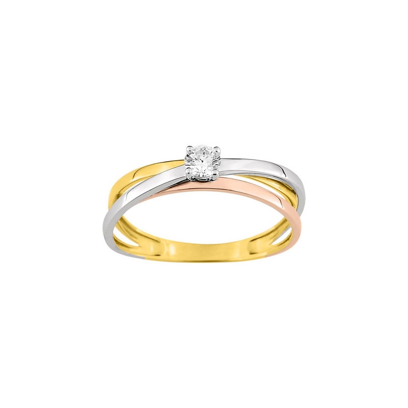 bague-femme-3-ors-blanc-jaune-rose-750-et-oxyde-robbez-masson-1-7066-Z5 Bague Femme 3 Ors (jaune, blanc, rose) 750/1000 et Oxyde de zirconium ROBBEZ MASSON