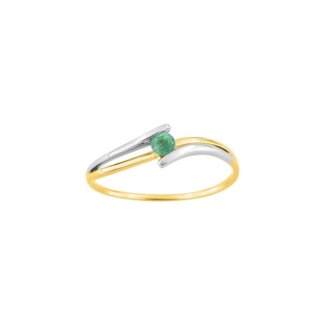 Bague Femme Or jaune 750/1000, Rhodium et Emeraude ROBBEZ MASSON
