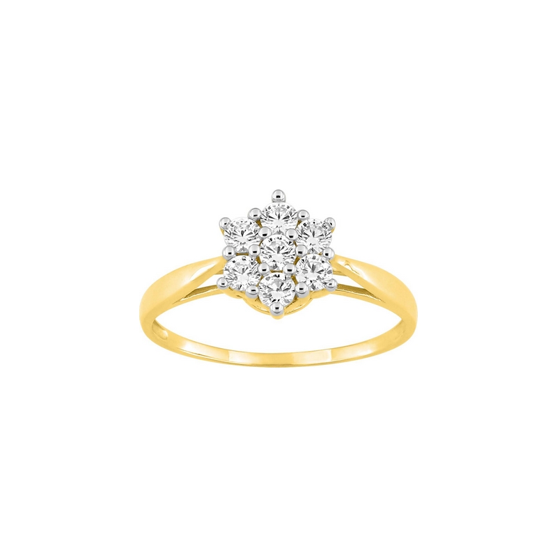 Bague Femme Or jaune 750/1000, Rhodium et Oxydes de zirconium ROBBEZ MASSON