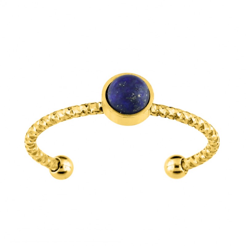 bague-ouverte-femme-acier-inoxydable-doré-lapis-robbez-masson-437146 Bague ouverte Femme Acier inoxydable doré et Lapis synthétique ROBBEZ MASSON