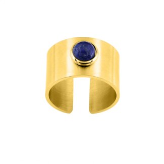 Bague ouverte Femme Acier inoxydable doré et Lapis synthétique ROBBEZ MASSON