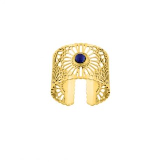 Bague ouverte Femme Acier inoxydable doré et Lapis synthétique ROBBEZ MASSON