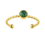 Bague ouverte Femme Acier inoxydable doré et Malachite synthétique ROBBEZ MASSON