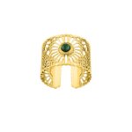 Bague ouverte Femme Acier inoxydable doré et Malachite synthétique ROBBEZ MASSON