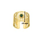 Bague ouverte Femme Acier inoxydable doré et Malachite synthétique ROBBEZ MASSON, largeur