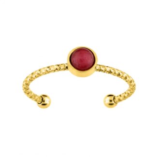 Bague ouverte Femme Acier inoxydable doré et pierre rouge synthétique ROBBEZ MASSON