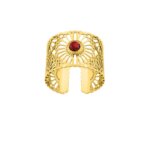 Bague ouverte Femme Acier inoxydable doré et pierre rouge synthétique ROBBEZ MASSON