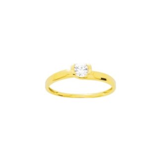 Solitaire Femme Or jaune 750/1000 et oxyde de zirconium ROBBEZ MASSON