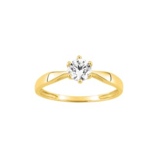 Solitaire 6 griffes Femme Or jaune 750/1000 et oxydes de zirconium ROBBEZ MASSON