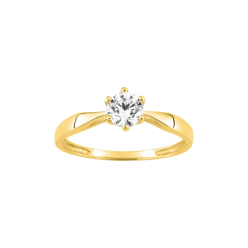 bague-solitaire-femme-or-jaune-750-oxydes-robbez-masson-1-642-Z0 Solitaire 6 griffes Femme Or jaune 750/1000 et oxydes de zirconium ROBBEZ MASSON