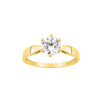 Solitaire 6 griffes Femme Or jaune 750/1000 et oxyde de zirconium ROBBEZ MASSON