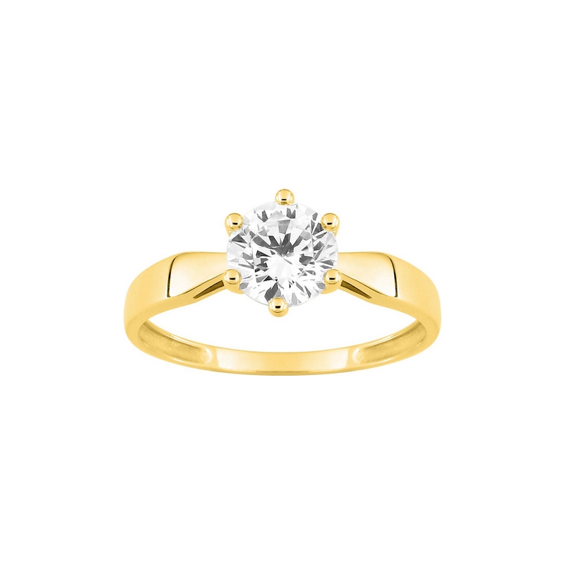bague-solitaire-femme-or-jaune-750-oxydes-robbez-masson-1-644-Z0 Solitaire 6 griffes Femme Or jaune 750/1000 et oxyde de zirconium ROBBEZ MASSON