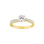 Solitaire accompagné Femme Or jaune 750/1000, Rhodium et oxydes de zirconium ROBBEZ MASSON