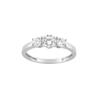 Solitaire trilogie Femme Or blanc 750/1000 et oxydes de zirconium ROBBEZ MASSON