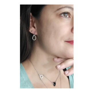 Boucles d’oreilles pendantes Gouttes Femme Argent 925/1000 et Oxydes de zirconium LOTUS LP3058-4/1 portées