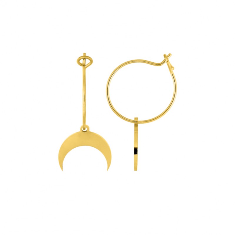 boucles-oreilles-acier-inoxydable-doré-435169 Boucles d’oreilles créoles, croissant de lune Femme Acier inoxydable doré ROBBEZ MASSON