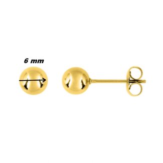 Boucles d’oreilles clous, boule Femme Acier inoxydable doré ROBBEZ MASSON 6 mm, diamètre
