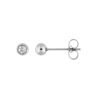 Boucles d’oreilles clous, boule Femme Acier inoxydable et oxydes de zirconium ROBBEZ MASSON 4 mm