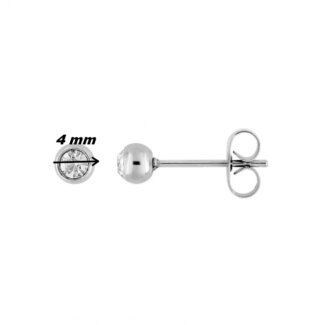 Boucles d’oreilles clous, boule Femme Acier inoxydable ROBBEZ MASSON 4 mm, diamètre