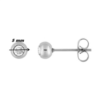 Boucles d’oreilles clous, boule Femme Acier inoxydable ROBBEZ MASSON 5 mm, diamètre
