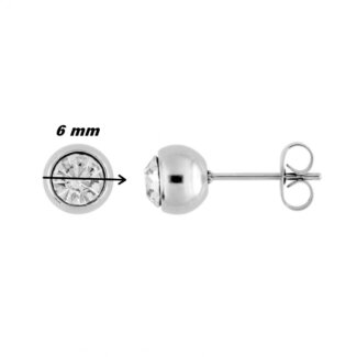 Boucles d’oreilles clous, boule Femme Acier inoxydable ROBBEZ MASSON 6 mm, diamètre
