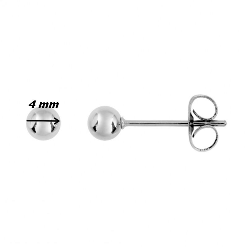Boucles d’oreilles clous, boule Femme Acier inoxydable ROBBEZ MASSON 4 mm, diamètre