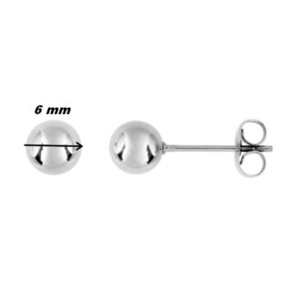 Boucles d’oreilles clous, boule Femme Acier inoxydable ROBBEZ MASSON 6 mm, diamètre