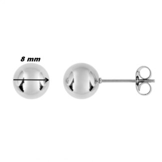 Boucles d’oreilles clous, boule Femme Acier inoxydable ROBBEZ MASSON 8 mm, diamètre