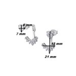 Boucles d’oreilles clous pendantes 2 en 1 Femme, Argent 925/1000 et Oxydes de zirconium LOTUS LP1988-4/1, dimensions