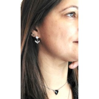 Boucles d’oreilles clous pendantes 2 en 1 Femme, Argent 925/1000 et Oxydes de zirconium LOTUS LP1988-4/1 portées