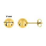 Boucles d’oreilles clous, boule Femme Acier inoxydable doré ROBBEZ MASSON 8 mm, diamètre