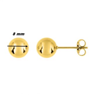 Boucles d’oreilles clous, boule Femme Acier inoxydable doré ROBBEZ MASSON 8 mm, diamètre