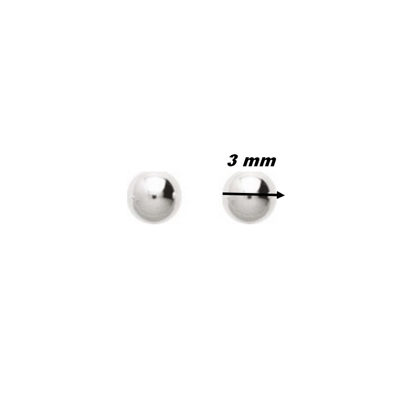 Boucles d’oreilles clous Femme boule 3 mm Argent 925/1000 ROBBEZ MASSON, diamètre