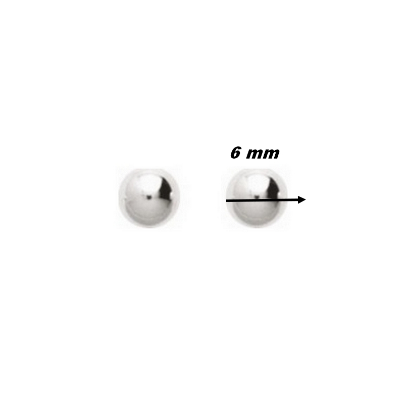 boucles-oreilles-clous-boules-femme-argent-rhodié-robbez-masson-315125-diamètre Boucles d’oreilles clous Femme boule 6 mm Argent 925/1000 ROBBEZ MASSON, diamètre