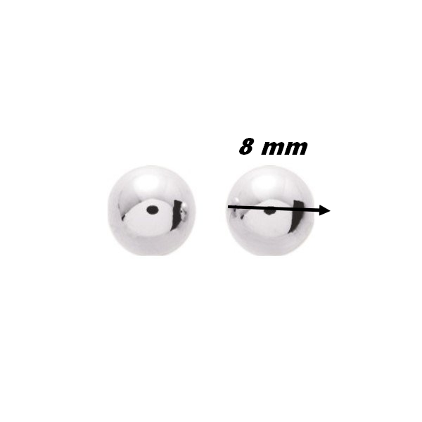boucles-oreilles-clous-boules-femme-argent-rhodié-robbez-masson-335432-diamètre Boucles d’oreilles clous Femme boule 8 mm Argent 925/1000 ROBBEZ MASSON, diamètre