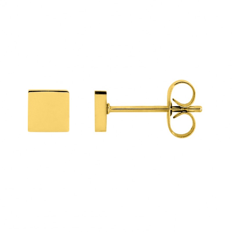 Boucles d’oreilles clous carré Femme Acier inoxydable doré ROBBEZ MASSON