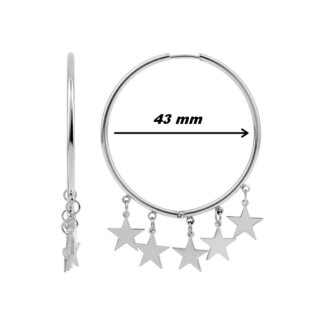 Boucles d’oreilles créoles Etoiles Femme Acier inoxydable ROBBEZ MASSON, diamètre