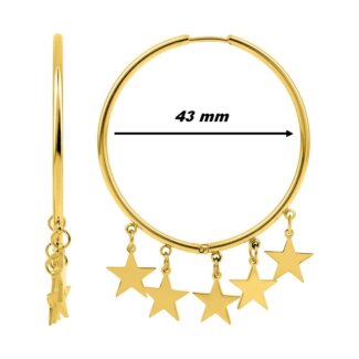 Boucles d’oreilles créoles Etoile Femme Acier inoxydable doré ROBBEZ MASSON, diamètre